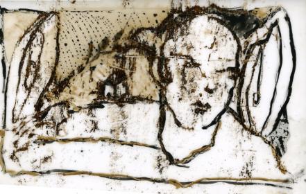 Gravure monotype au goudron sur calque